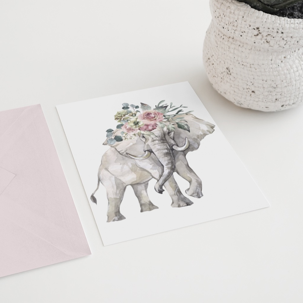 Elephant Watercolor Wall Art Poster Print Unframed - Picture 9 of 10